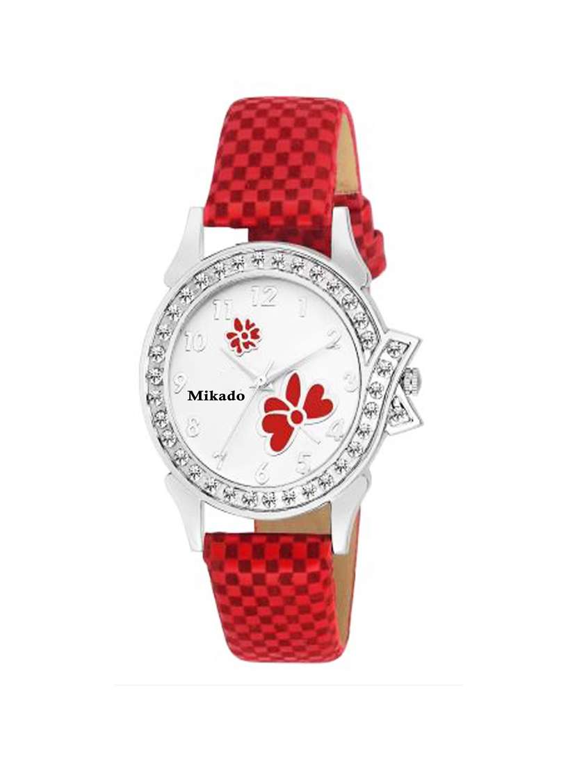 new red princess butterfly casual analog watch for girls  and women