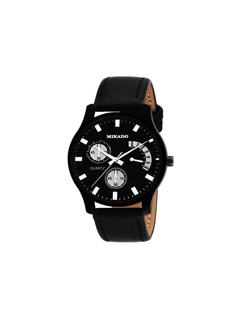 new black round casual analog watch for men's and boy's