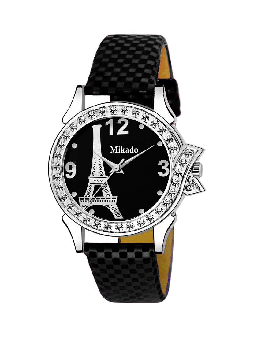 black effil tower collection analog watch for girls and women
