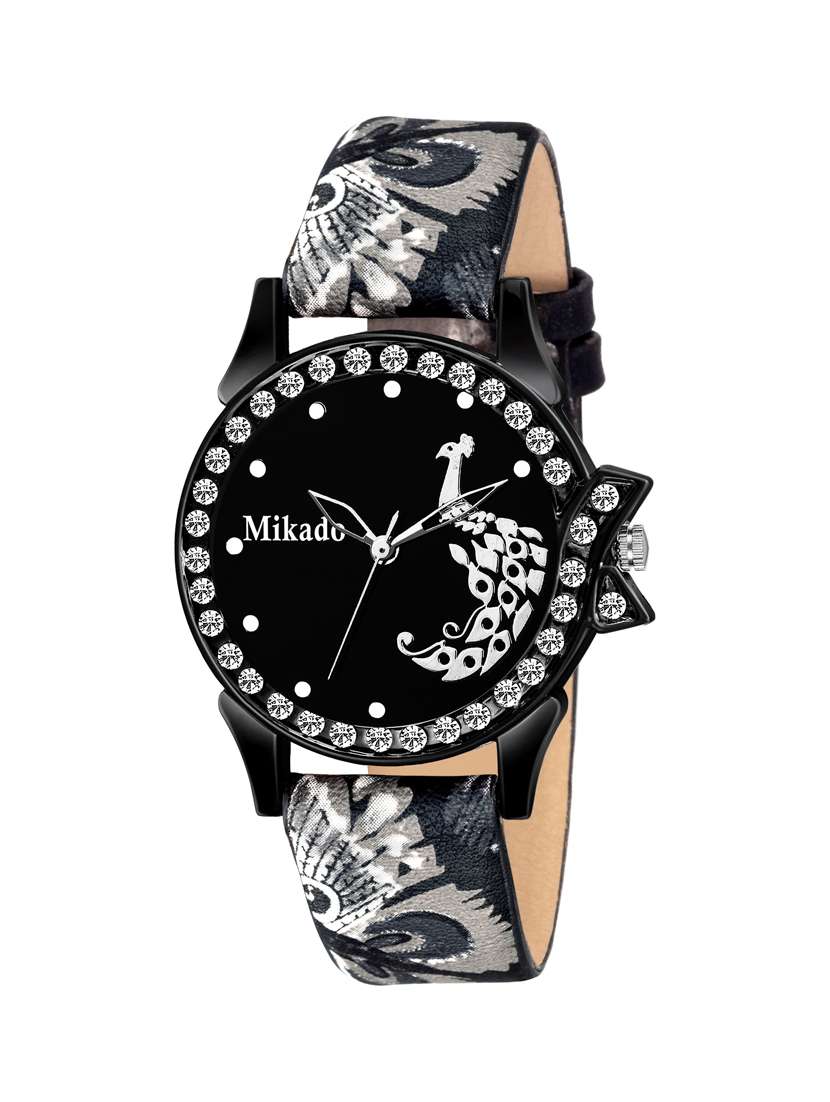 black sufi style women analog watch