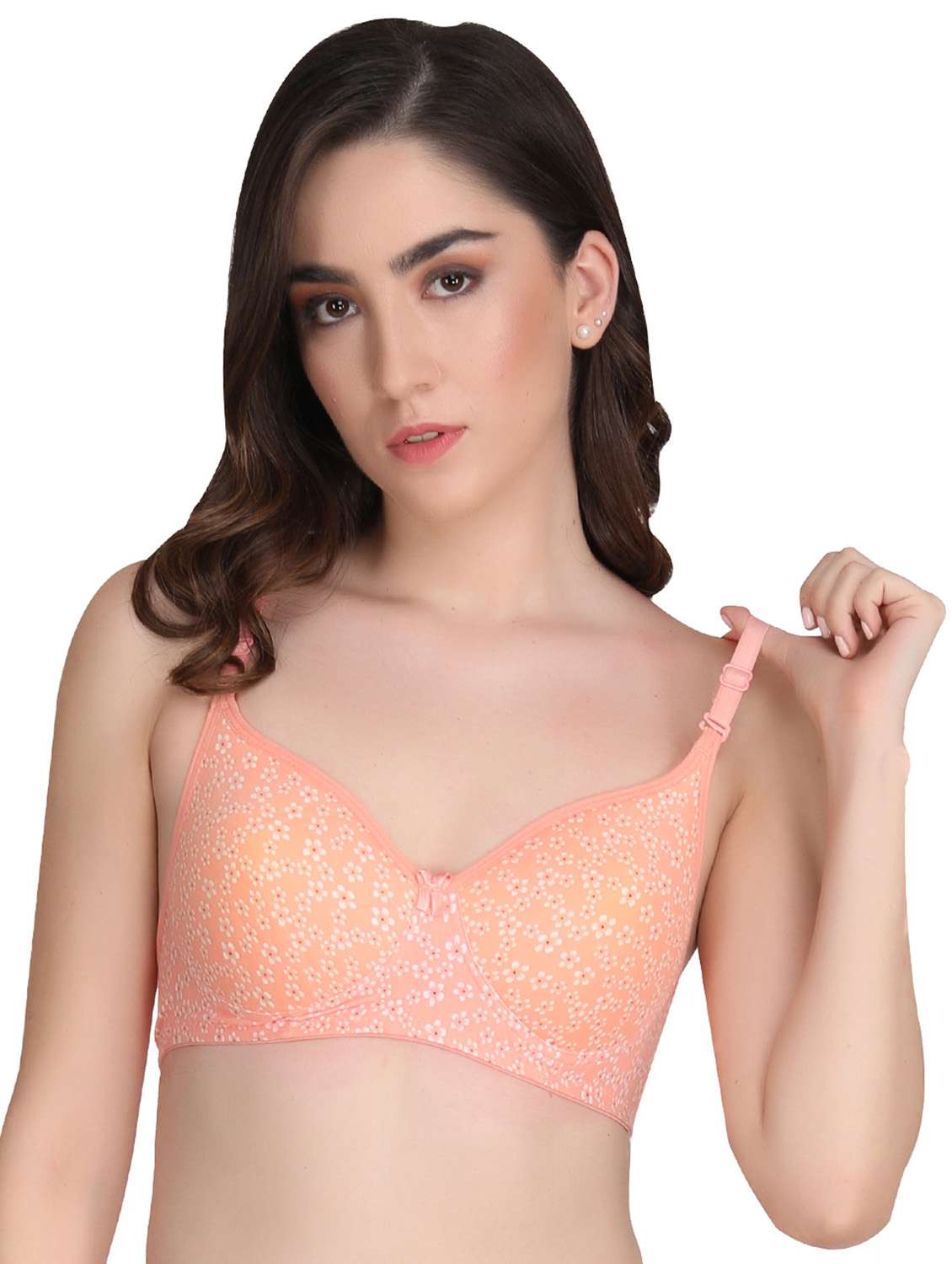 orange printed t-shirt bra