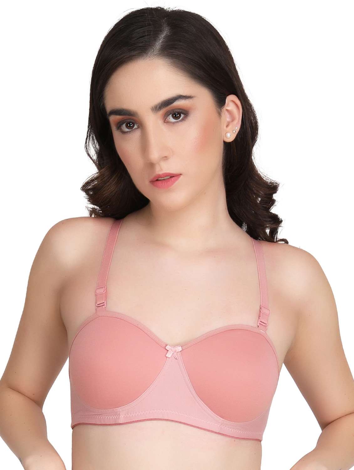 peach solid t-shirt bra