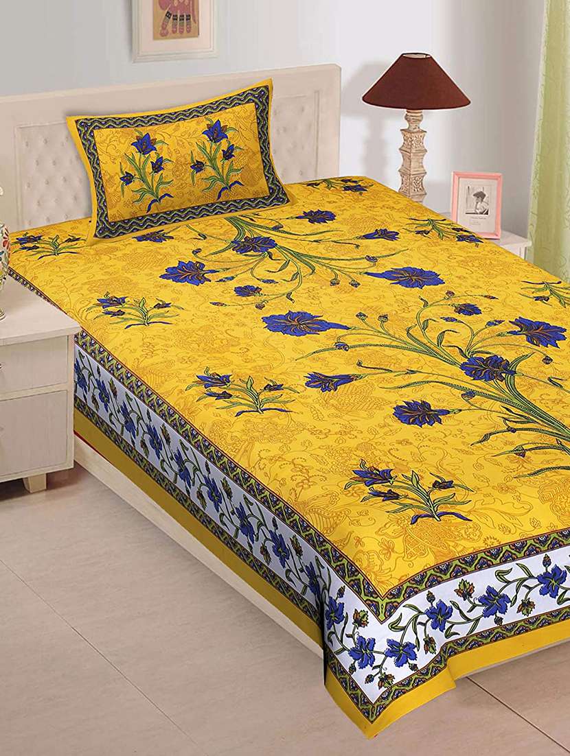 uniqchoice printed double bed sheet with 2 pillow cover