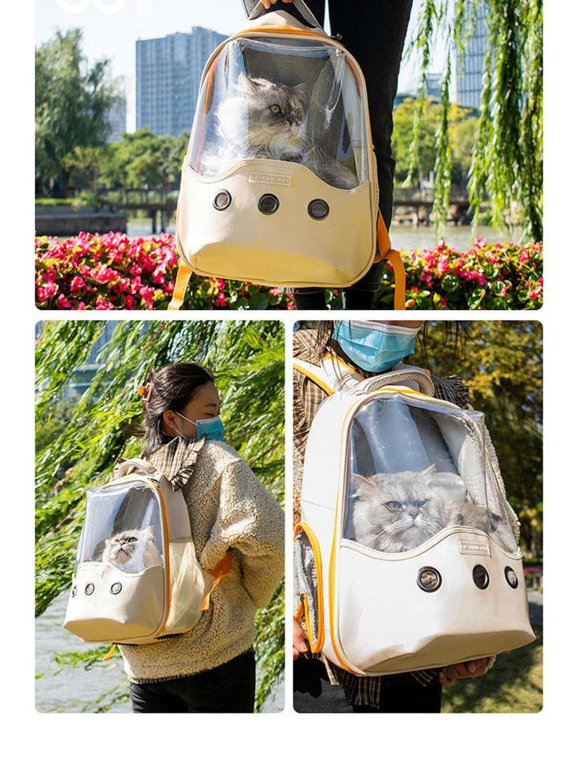 beige plastic backpack pet carrier - 18691932 - Standard Image - 2