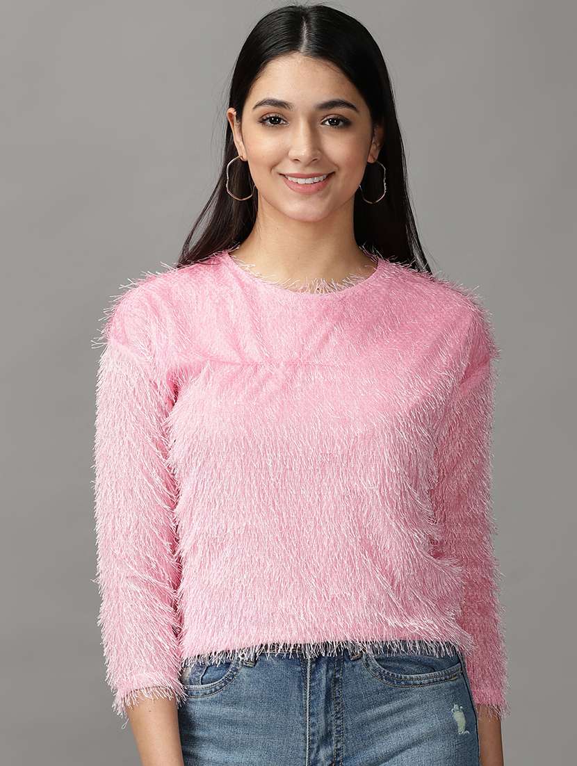 women's straight round neck top