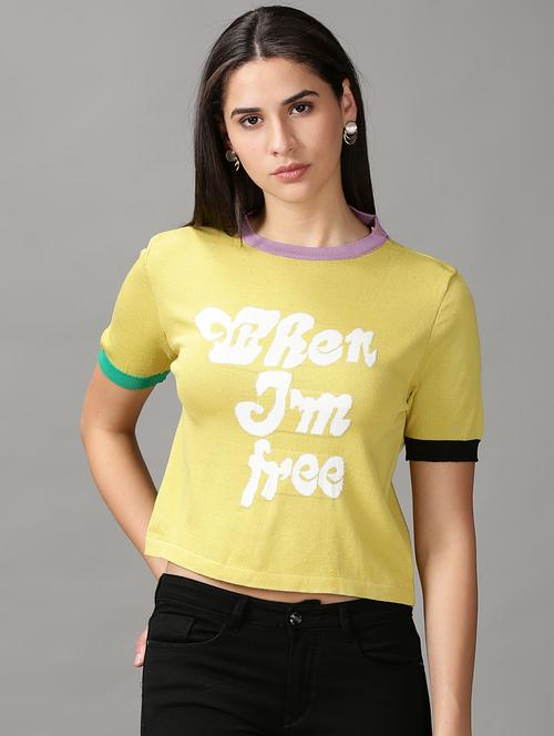 women's front print crew neck t-shirt - 18692201 -  Standard Image - 0