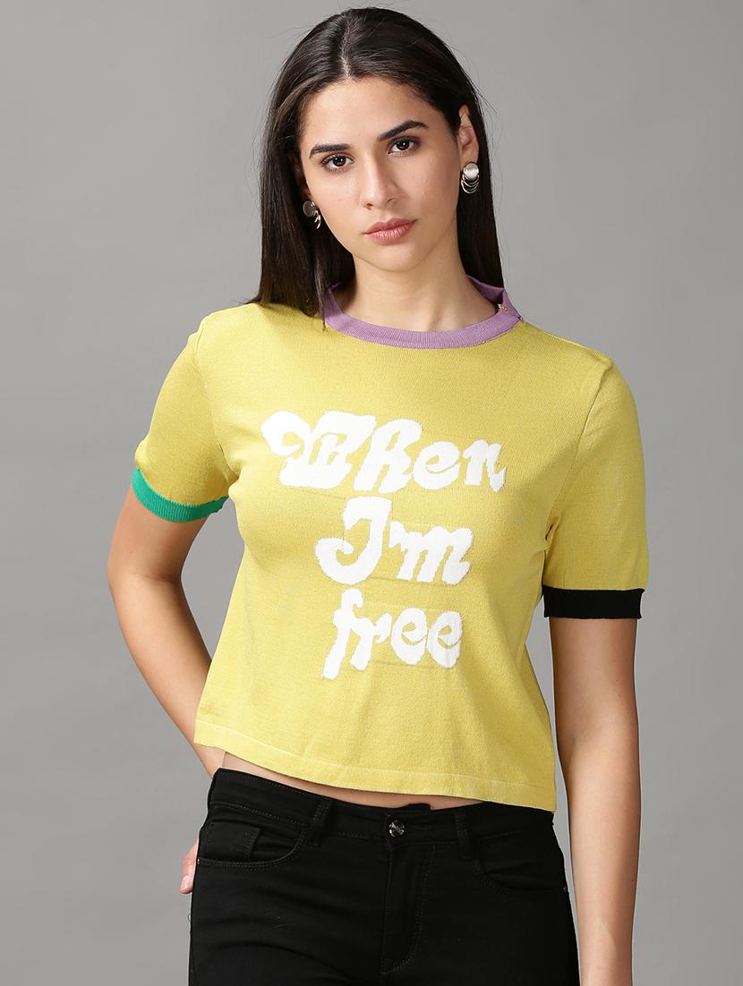 women's front print crew neck t-shirt - 18692201 -  Zoom Image - 0