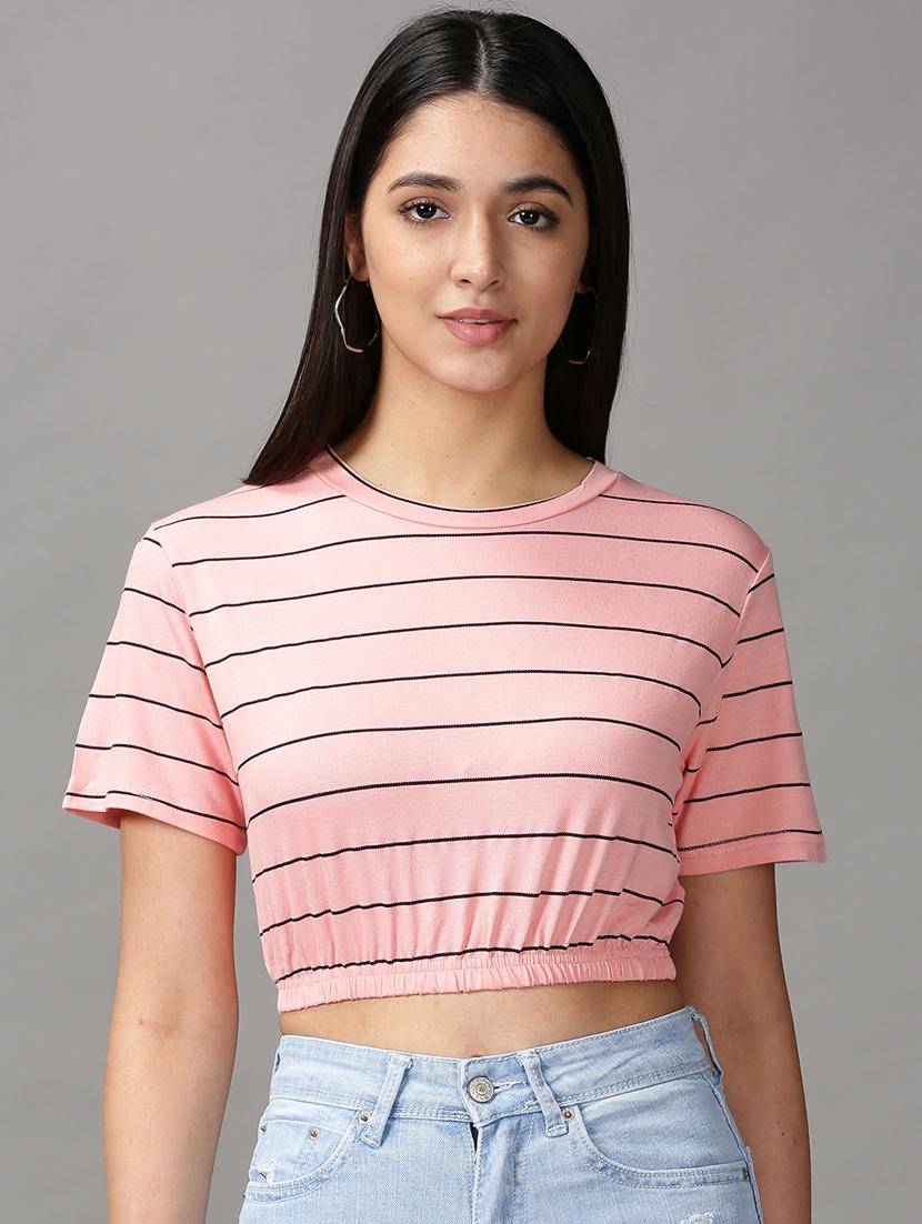 women's crop round neck top - 18692279 -  Zoom Image - 0