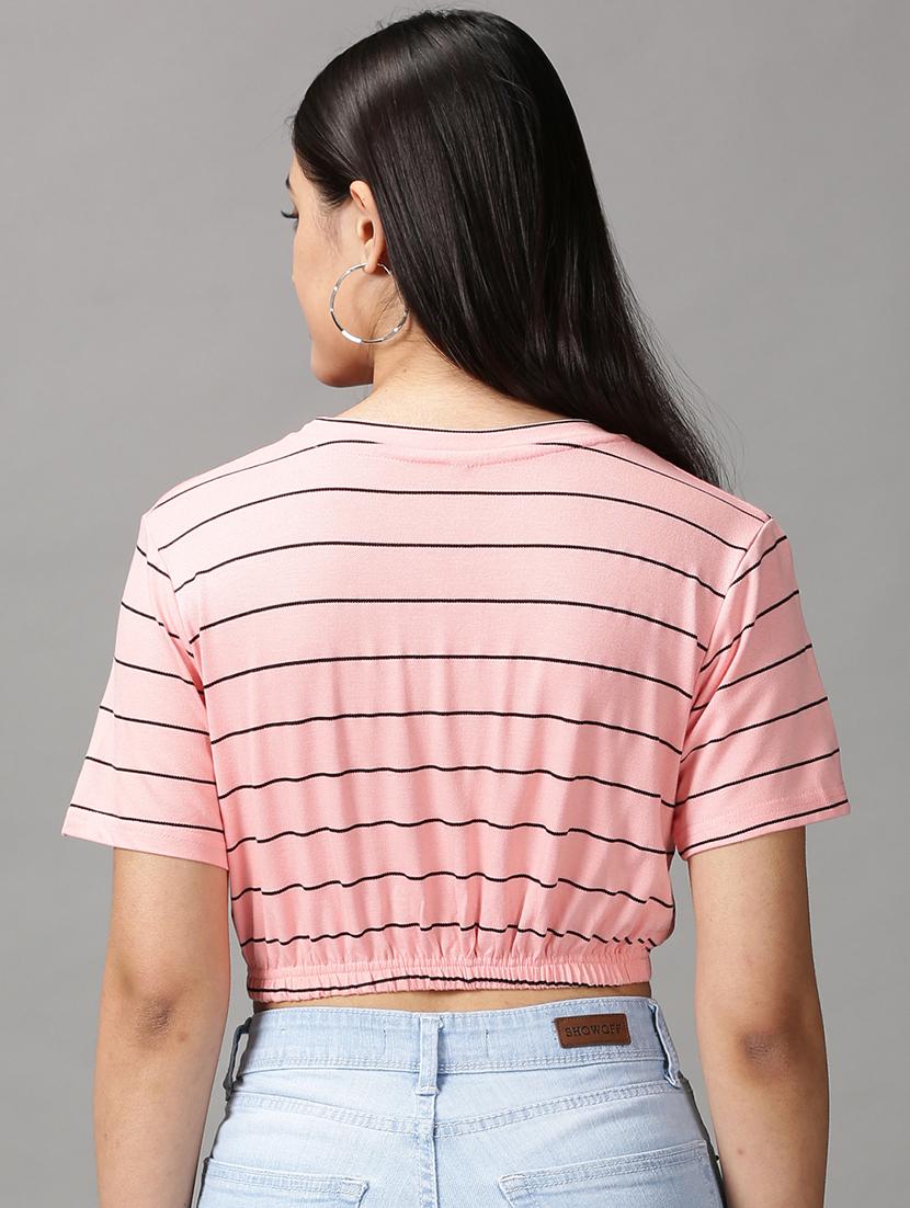 women's crop round neck top - 18692279 - Standard Image - 2