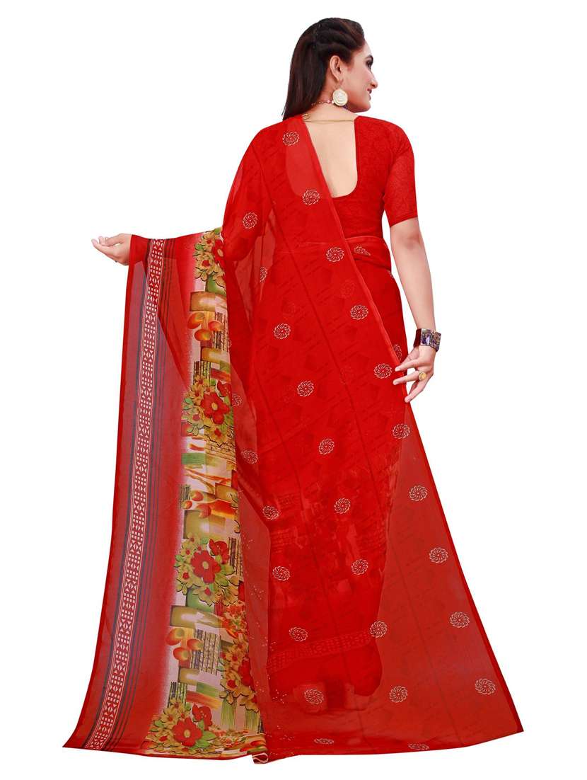 women's floral maroon colored saree with blouse - 18696381 - Standard Image - 2