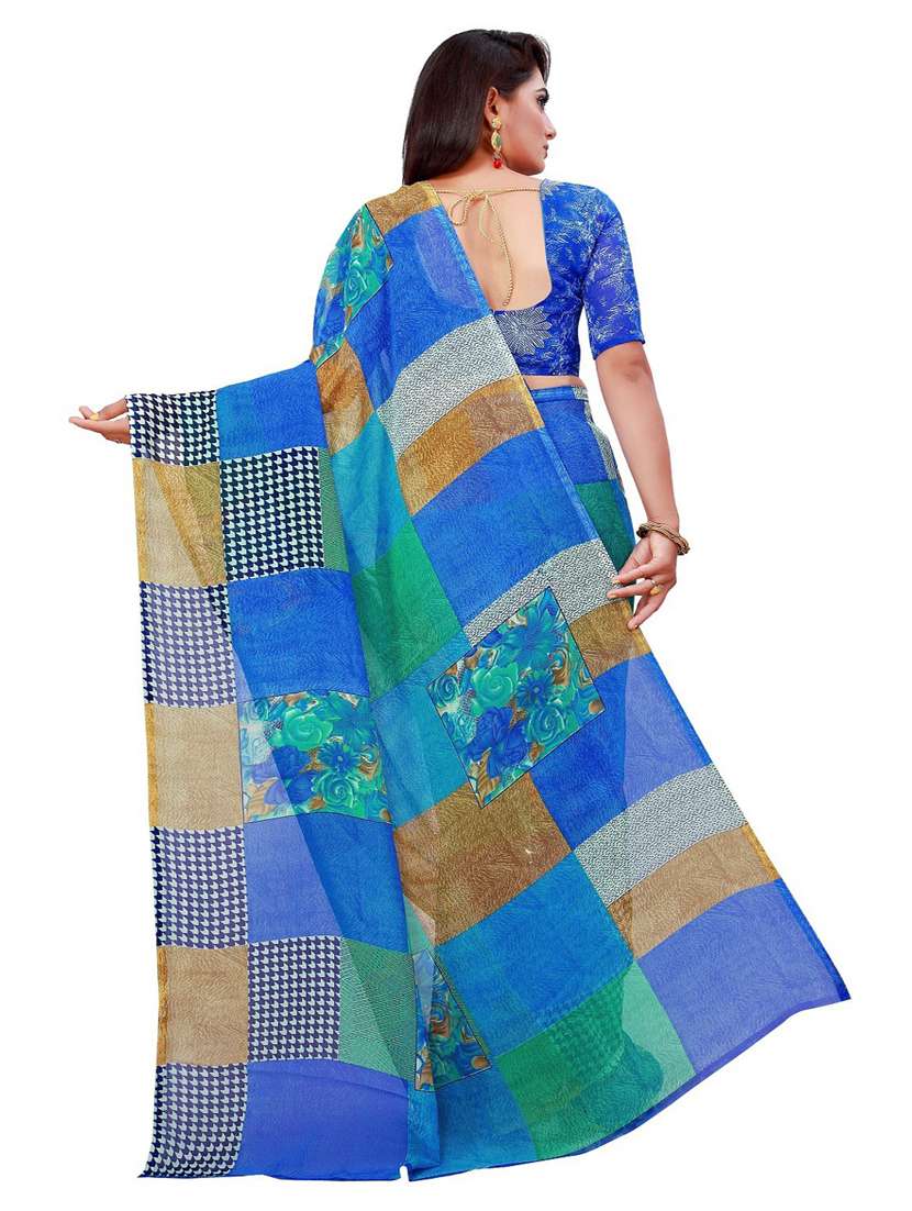 women's printed multi colored saree with blouse - 18696695 - Standard Image - 2