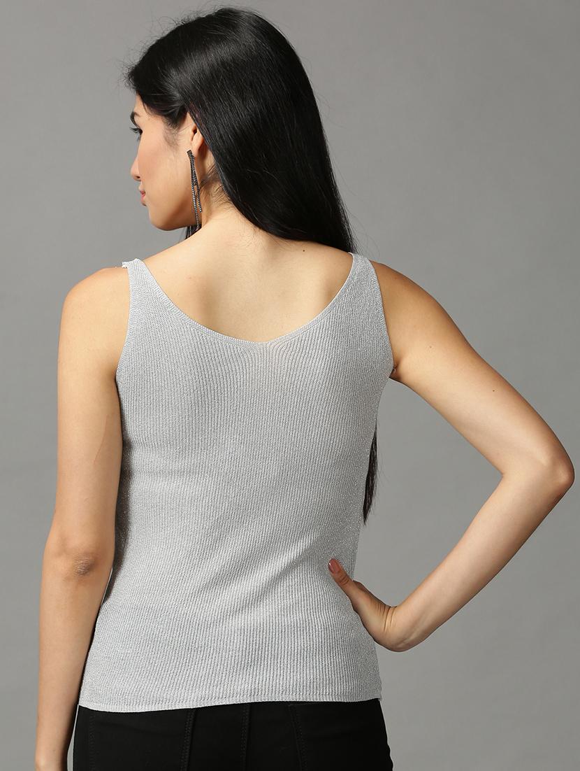 women's straight v neck top - 18697441 - Standard Image - 2