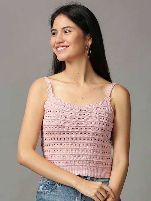 women's crop shoulder strap top