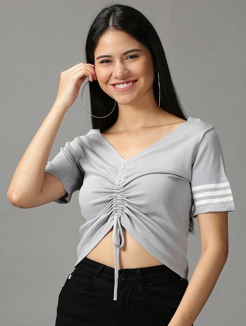 women's crop v neck top - 18697475 -  Standard Image - 0