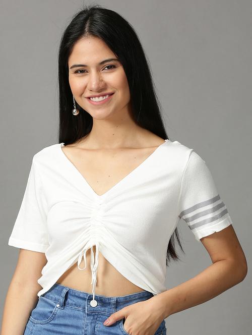 women's crop v neck top - 18697476 -  Standard Image - 0