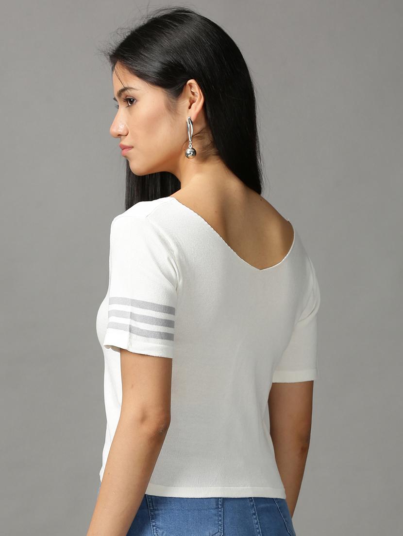 women's crop v neck top - 18697476 - Standard Image - 2