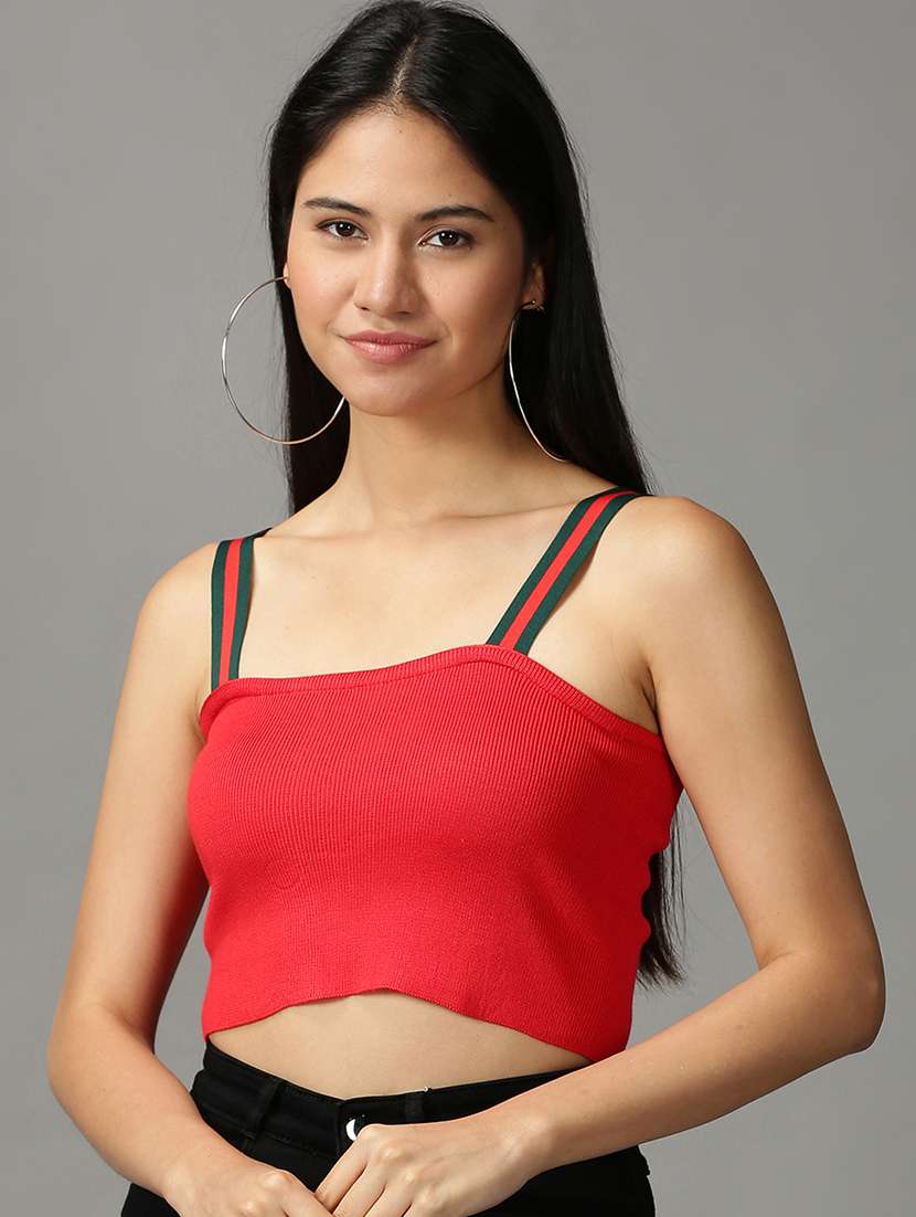 women's crop shoulder strap top