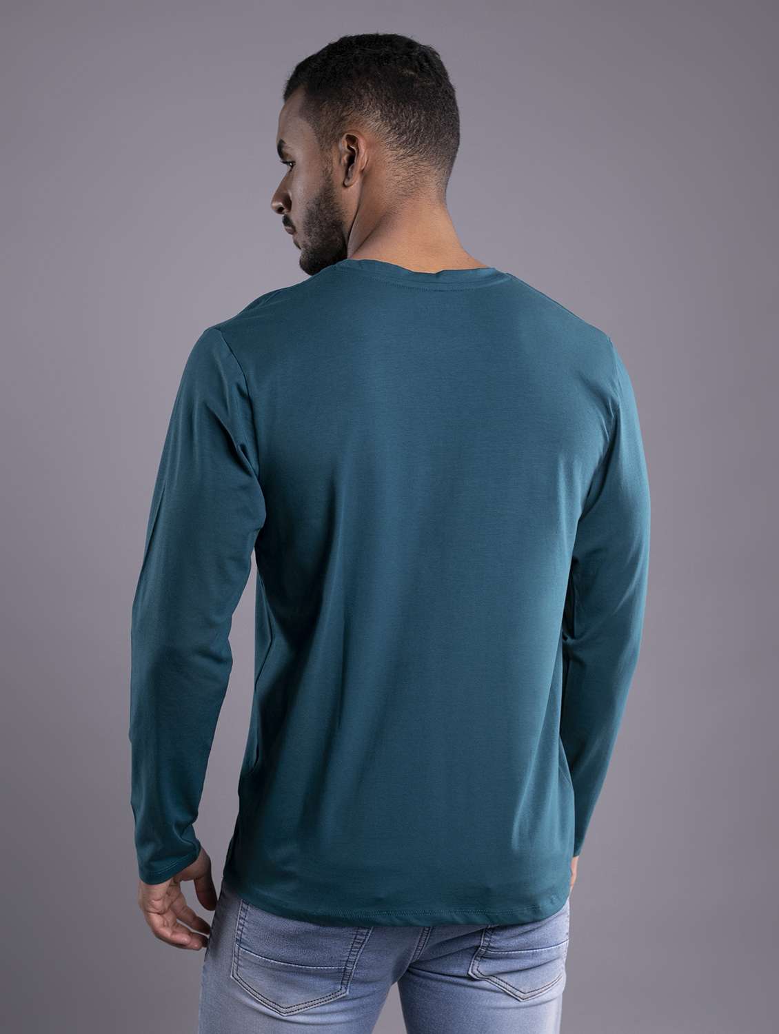 men teal regular fit plain long sleeve t-shirt - 18697539 -  Standard Image - 2