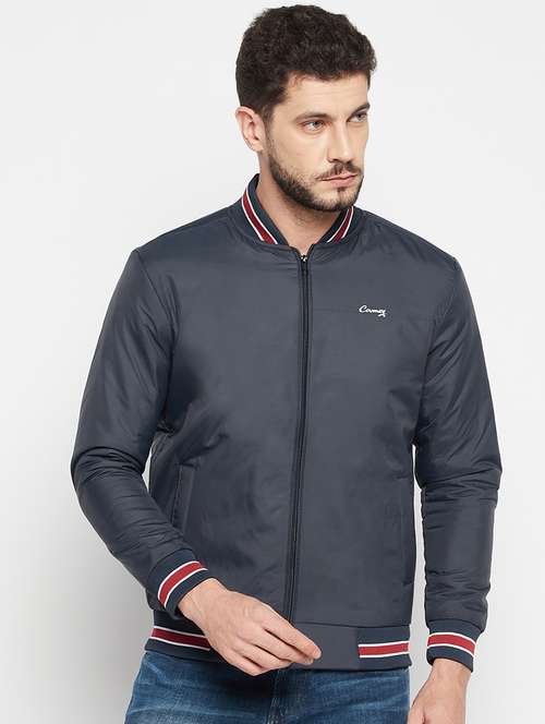 navy blue polyester bomber jacket - 18697704 -  Standard Image - 0