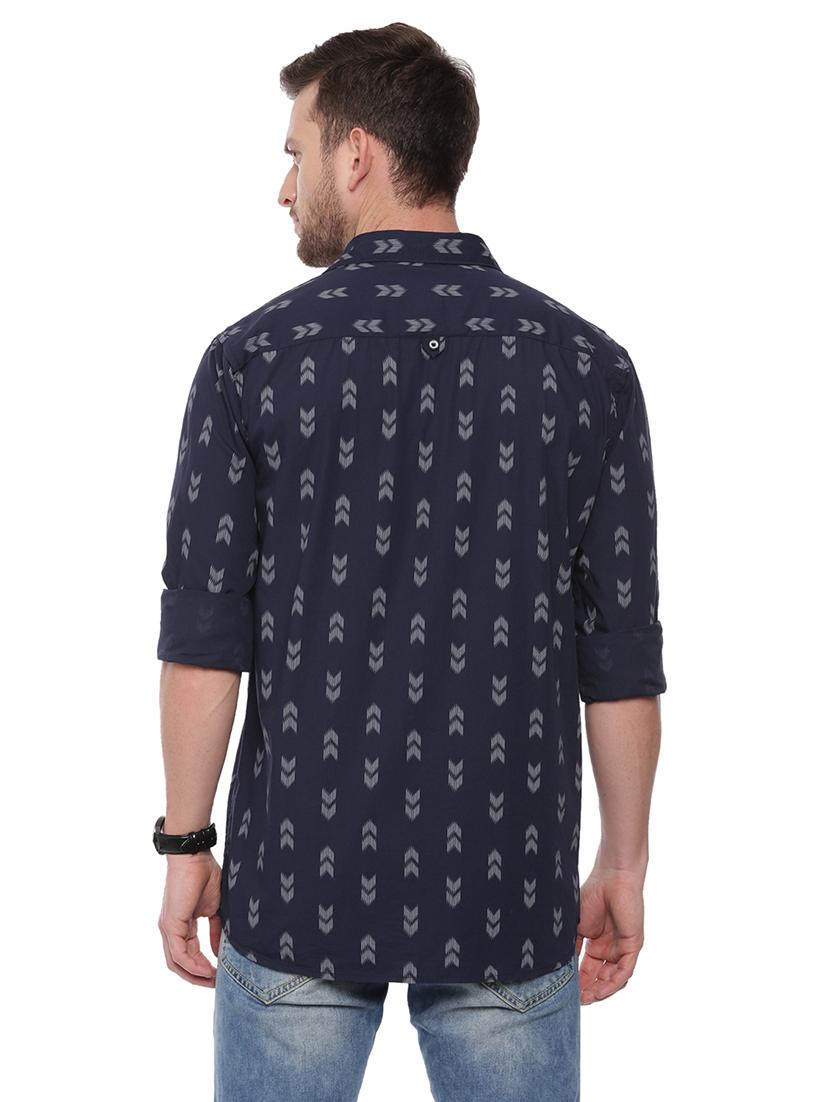 navy blue printed casual shirt - 18697959 - Standard Image - 2