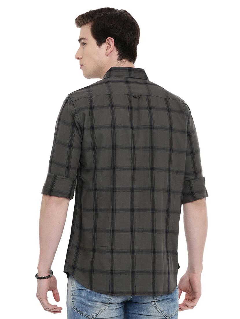 men grey regular fit check print casual shirt - 18697983 - Standard Image - 2