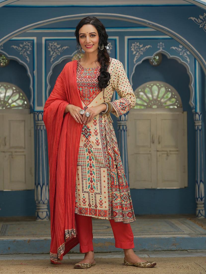 off-white kurta pant set with dupatta  - 18699890 -  Zoom Image - 0