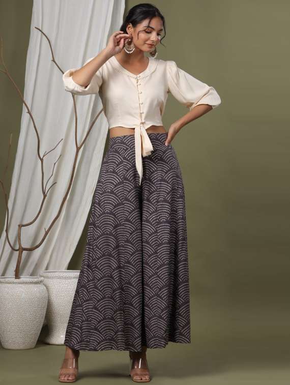 women grey rayon palazzo - 18699895 -  Standard Image - 2