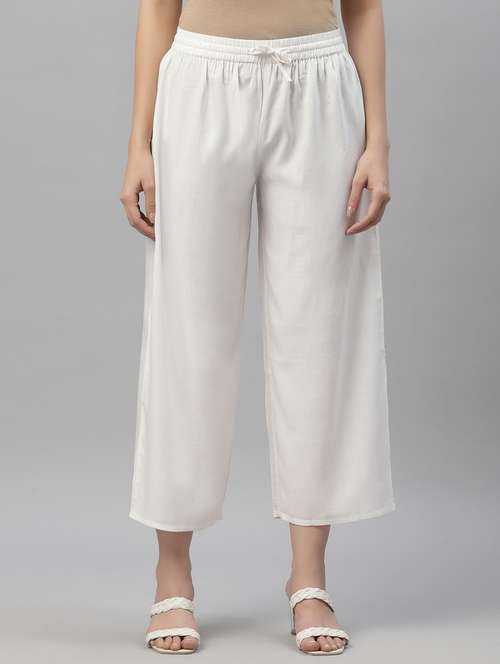 women solid wide leg palazzo - 18699899 - Standard Image - 0