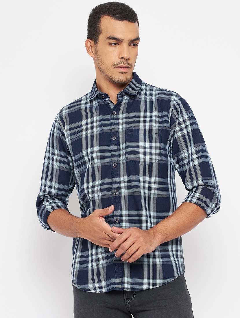 blue cotton casual shirt