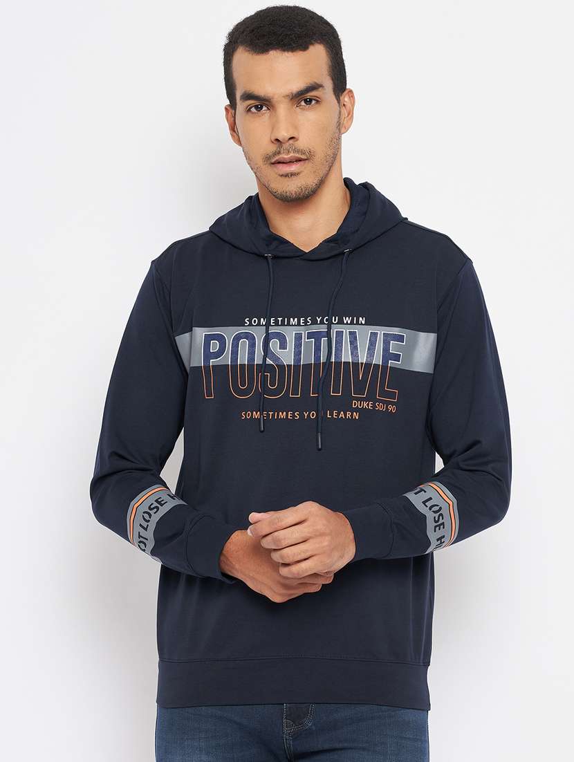 hooded neck chest printed sweatshirt