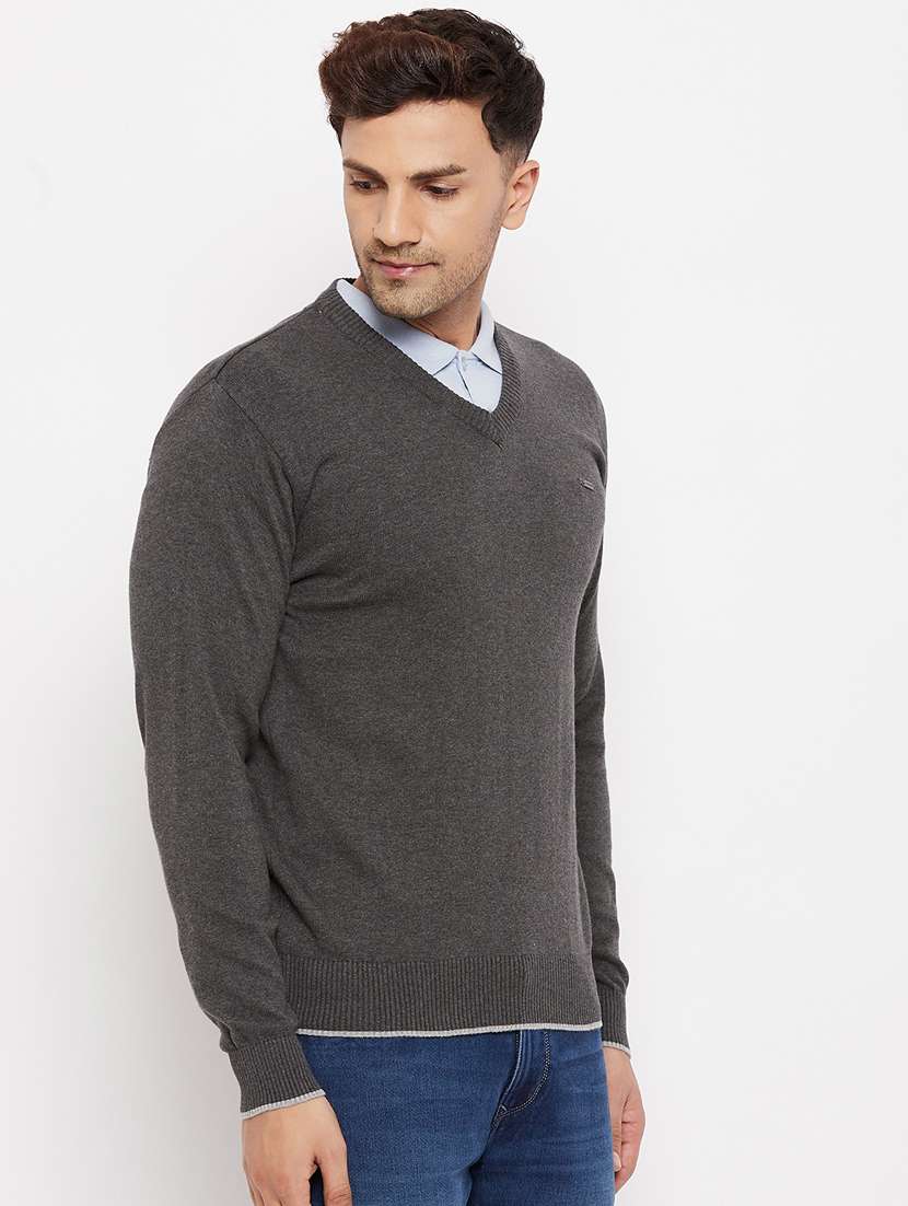 grey full sleeved pullover - 18701254 -  Standard Image - 2