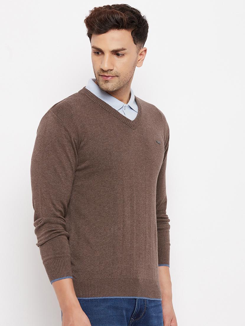 brown full sleeved pullover - 18701255 - Standard Image - 2