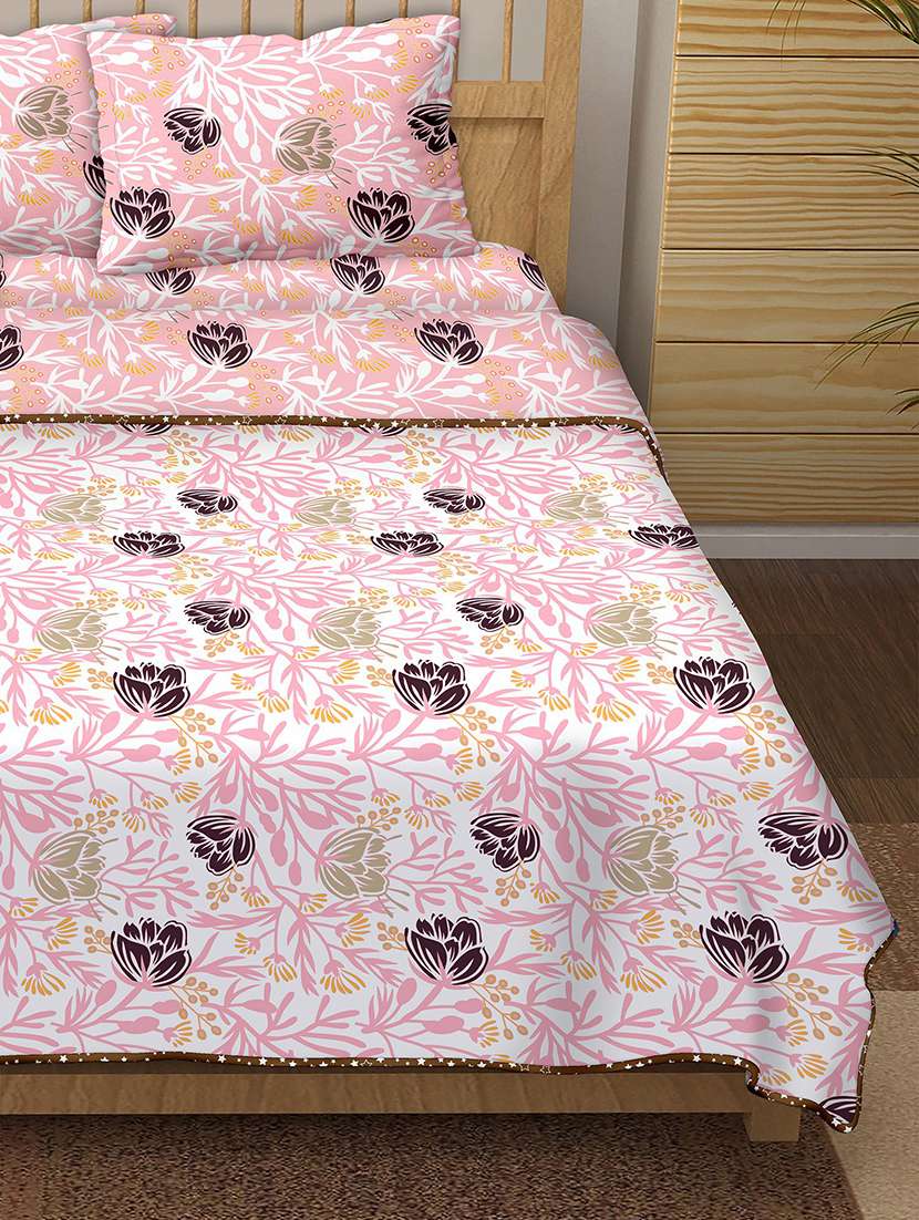 150 tc floral print cotton 4-piece bedding king size set (1 dohar, 1 bedsheet with 2 pillow covers ) - 18701717 -  Standard Image - 2