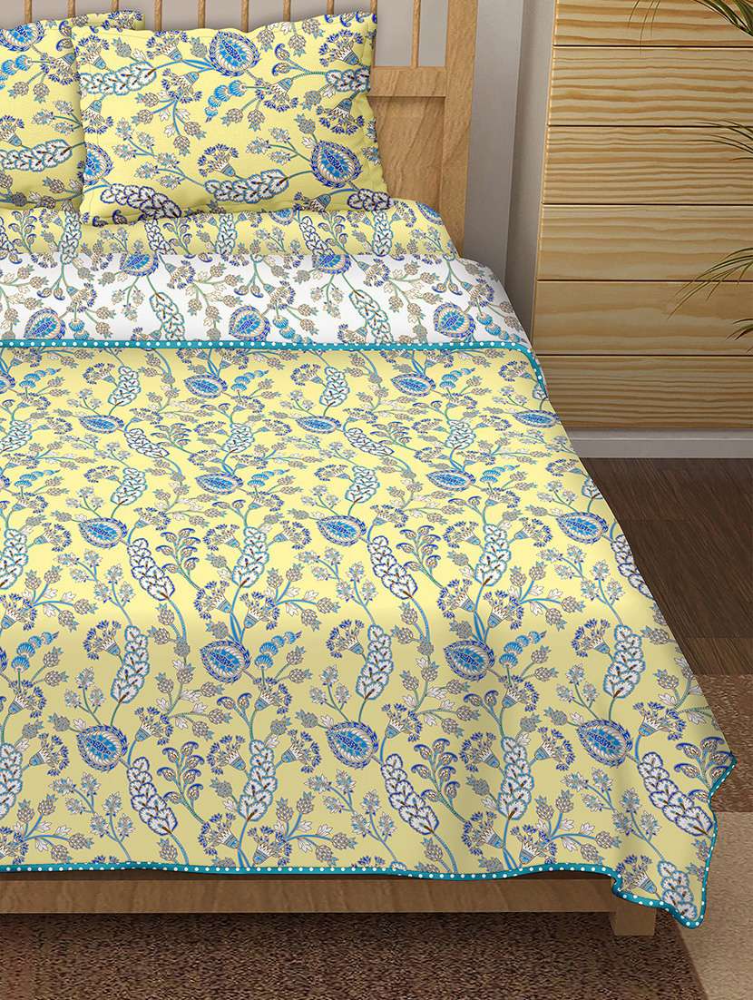 150 tc floral print cotton 4-piece bedding king size set (1 dohar, 1 bedsheet with 2 pillow covers ) - 18701750 -  Standard Image - 2