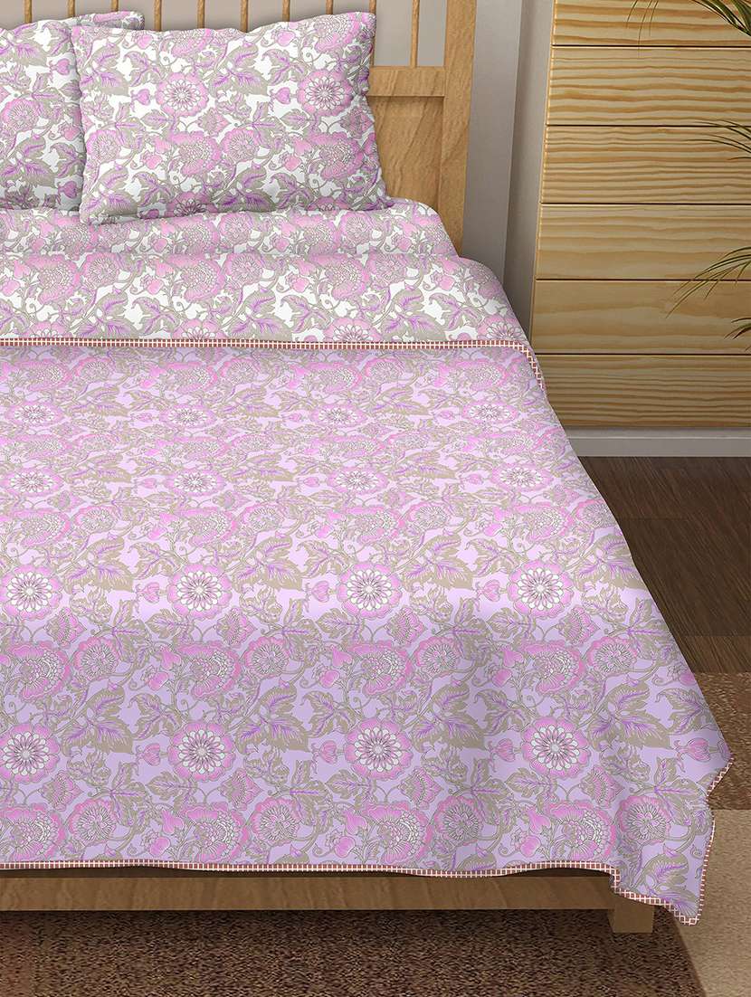 150 tc floral print cotton 4-piece bedding king size set (1 dohar, 1 bedsheet with 2 pillow covers ) - 18701777 -  Standard Image - 2