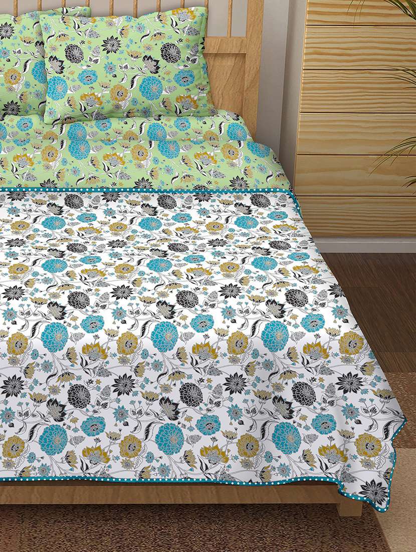 150 tc floral print cotton 4-piece bedding king size set (1 dohar, 1 bedsheet with 2 pillow covers ) - 18701781 -  Standard Image - 2