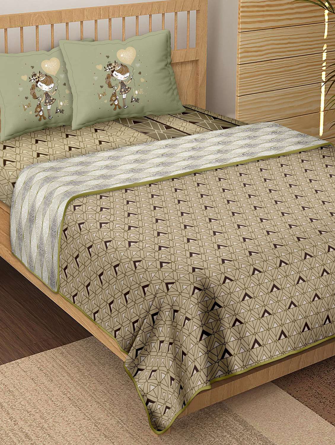 4 pc bedding set(1 bedsheet with 2 pillow covers & 1 dohar) 