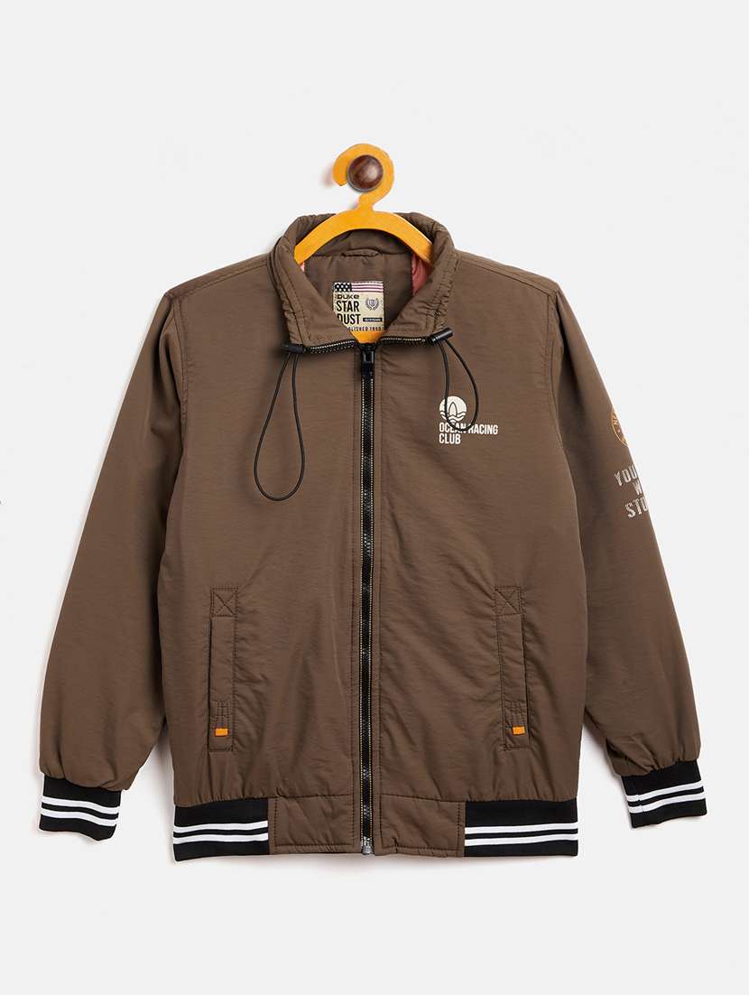 brown polyester quilted jackets & coat