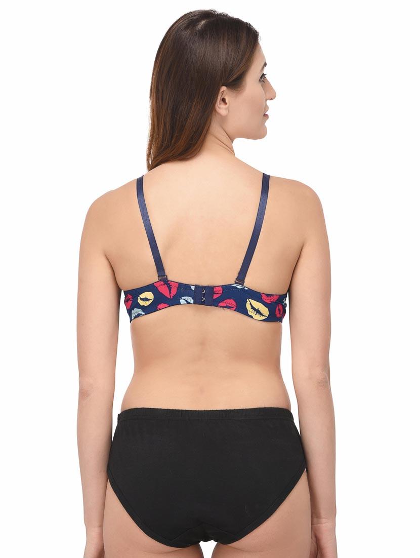 dark blue cotton bras and panty set - 18703975 - Standard Image - 2