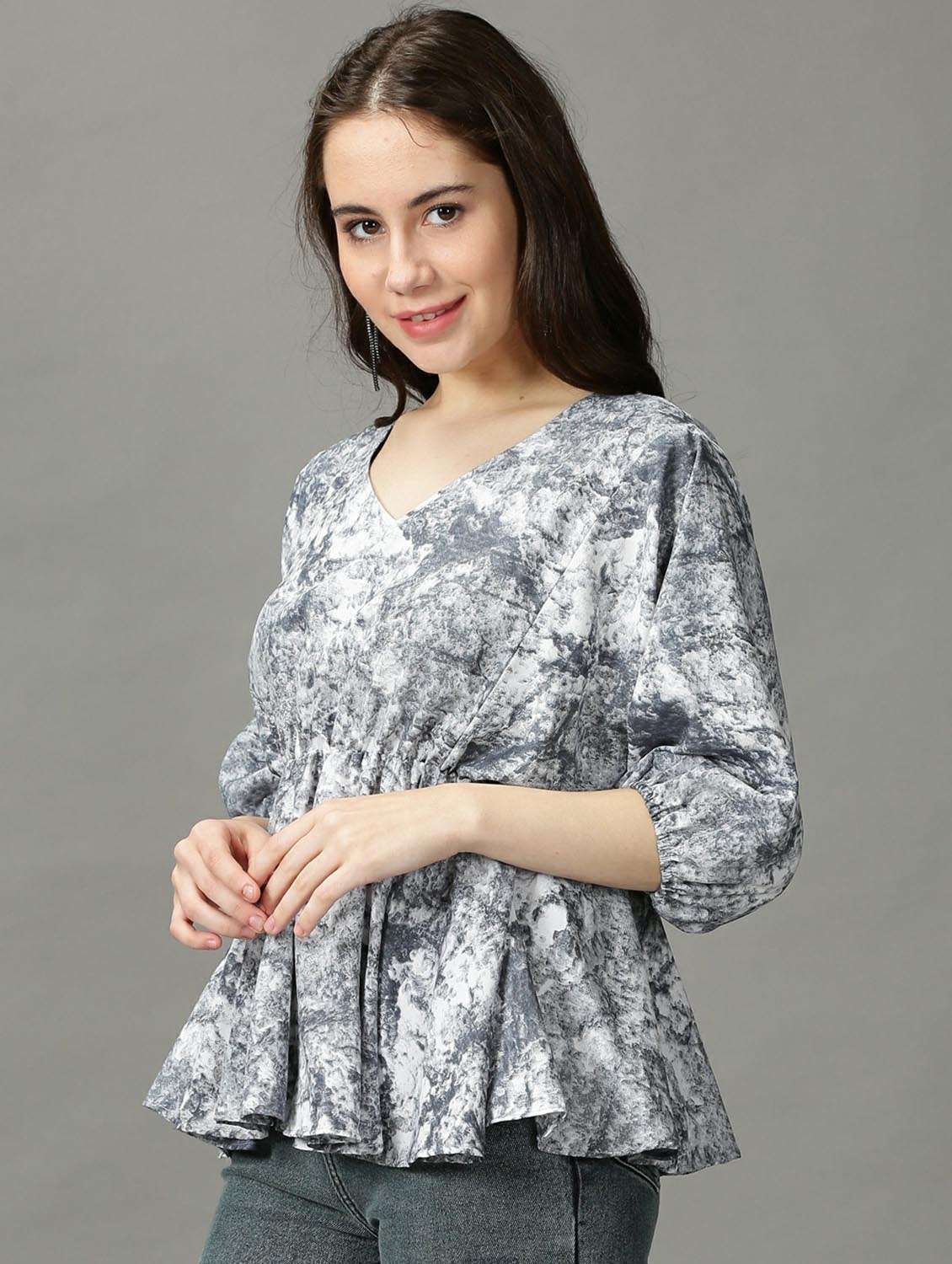 women's peplum v neck top - 18718588 - Standard Image - 2