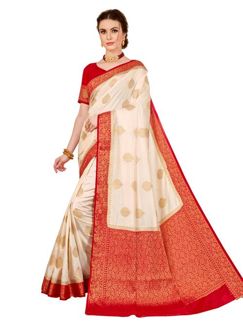 women's self design off white colored saree with blouse - 18718689 - Standard Image - 0