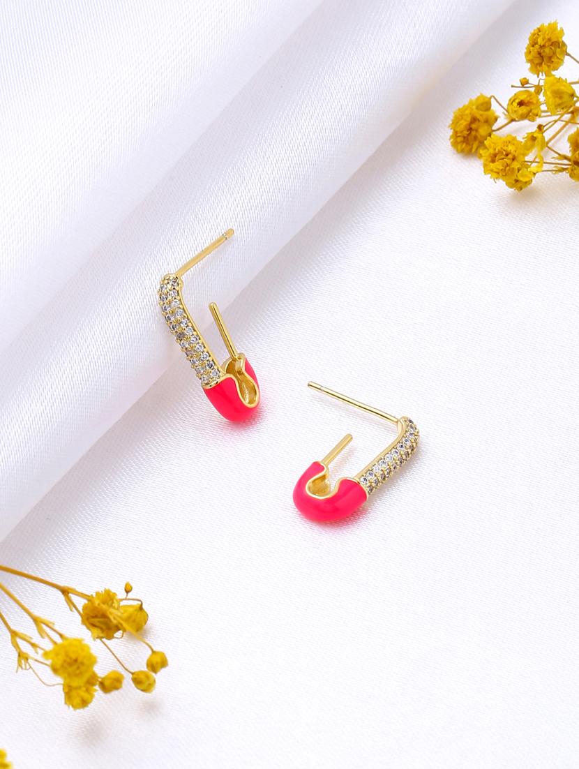 pink brass studs earring - 18718732 -  Zoom Image - 0