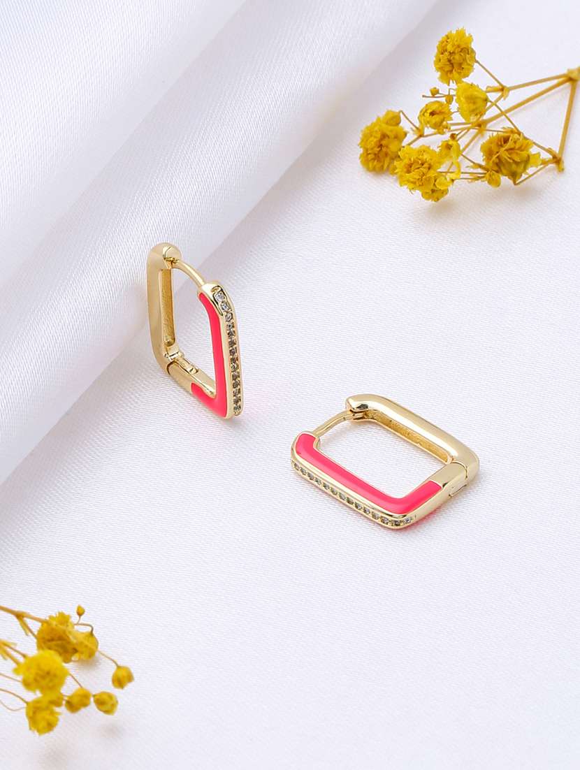 pink brass studs earring