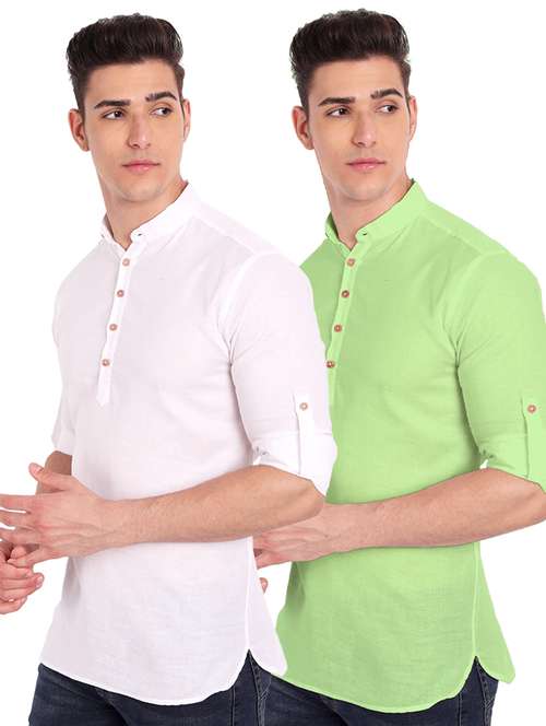 pack of 2 solid short kurta - 18719207 -  Standard Image - 0