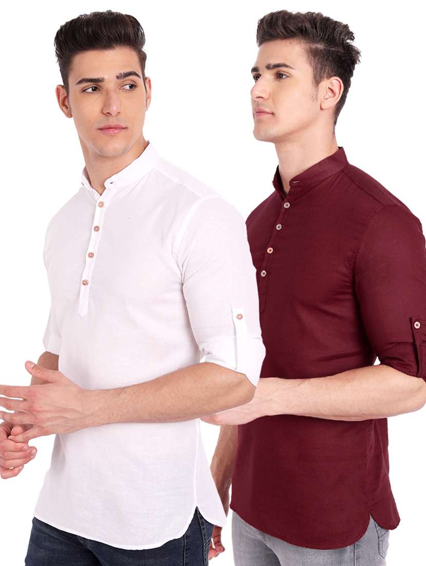 pack of 2 solid short kurta