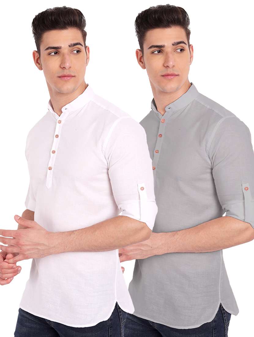 pack of 2 solid short kurta