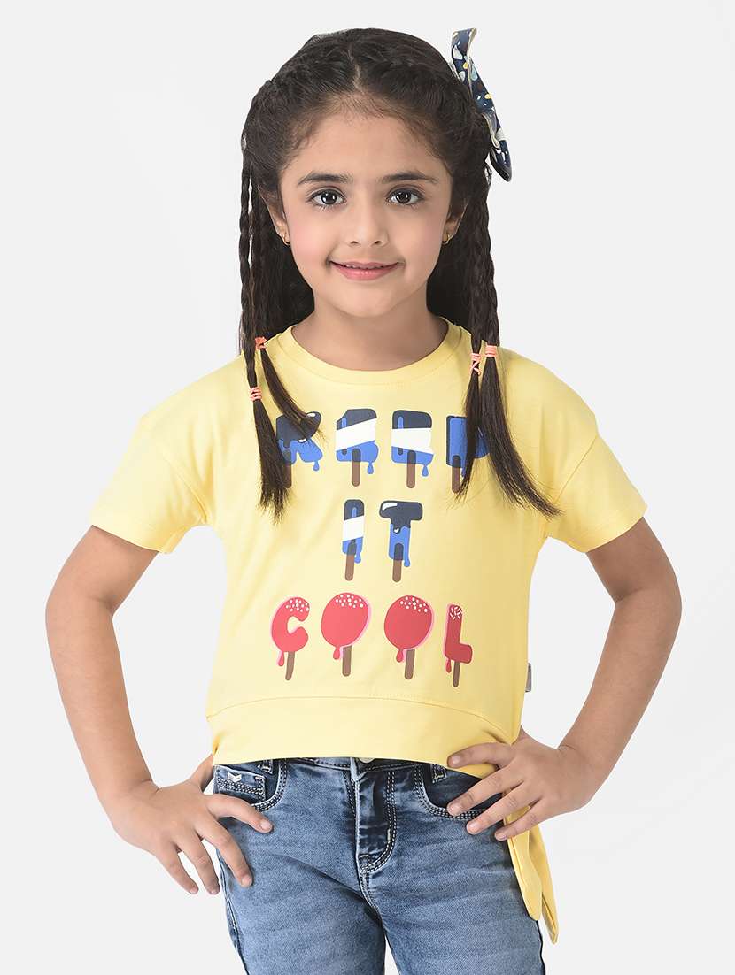 girls round neck graphic tee 