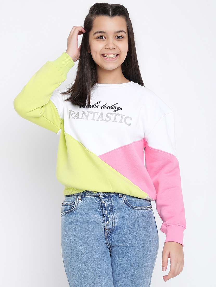 girls color block long sleeve sweatshirt