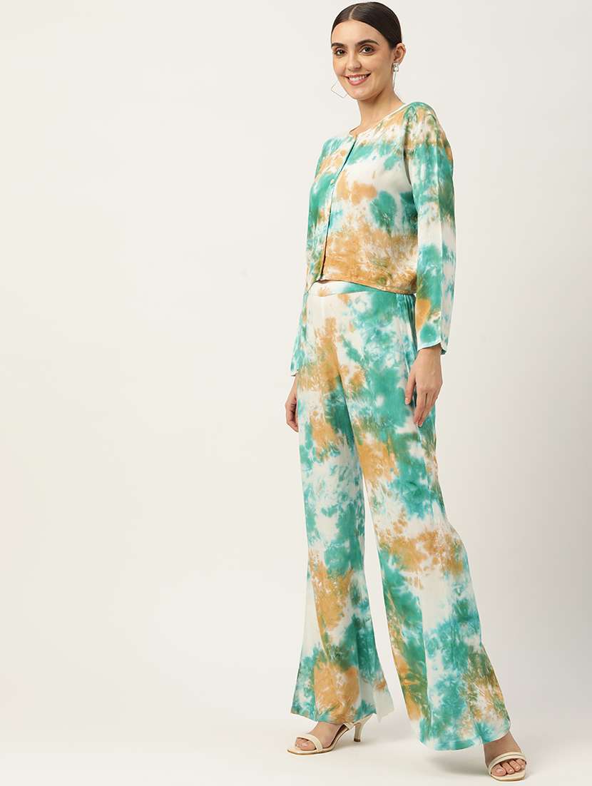 multi colored rayon top and trouser set coord - 18719406 -  Standard Image - 2