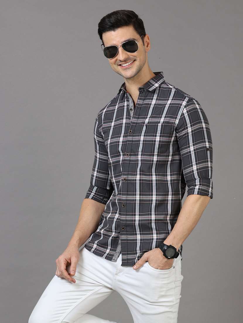 checkered design casual shirt - 18720700 - Standard Image - 2